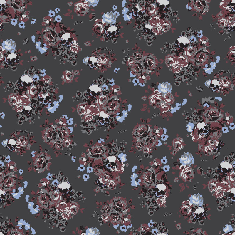 Skull ditsy_cerise is crazy